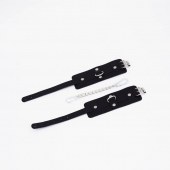 Черные кожаные оковы с хромированной фурнитурой - Crazy Handmade - купить с доставкой в Невинномысске