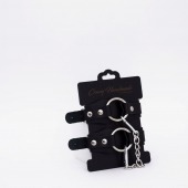 Черные кожаные оковы с кольцом - Crazy Handmade - купить с доставкой в Невинномысске