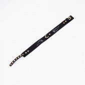 Черный кожаный ошейник с золотистой фурнитурой - Crazy Handmade - купить с доставкой в Невинномысске