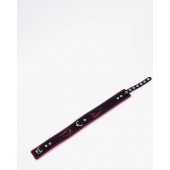 Черно-розовый кожаный ошейник с розовой строчкой - Crazy Handmade - купить с доставкой в Невинномысске