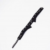 Черный однослойный кожаный ошейник с имитацией воротничка - Crazy Handmade - купить с доставкой в Невинномысске