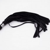 Черный кожаный флоггер со стальной ручкой - 45 см. - Crazy Handmade - купить с доставкой в Невинномысске