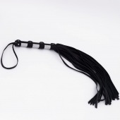 Черный кожаный флоггер со стальной ручкой - 45 см. - Crazy Handmade - купить с доставкой в Невинномысске