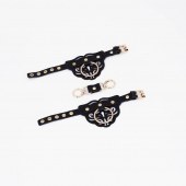 Черные наручники с золотистой фурнитурой - Crazy Handmade - купить с доставкой в Невинномысске