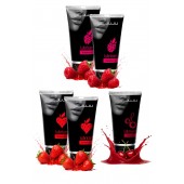 Набор из 5 съедобных лубрикантов JUJU (клубника х 2, малина х 2, вишня) - JuJu - купить с доставкой в Невинномысске