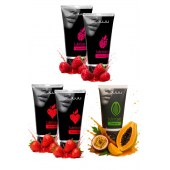 Набор из 5 съедобных лубрикантов JUJU (клубника х 2, малина х 2, тропические фрукты) - JuJu - купить с доставкой в Невинномысске