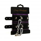 Черно-фиолетовые скругленные наручники с мягкой подкладкой - Crazy Handmade - купить с доставкой в Невинномысске