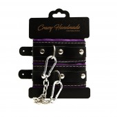 Черно-фиолетовые скругленные наручники с мягкой подкладкой - Crazy Handmade - купить с доставкой в Невинномысске