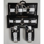 Набор фиксаторов из черной и белой натуральной кожи - Crazy Handmade - купить с доставкой в Невинномысске
