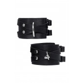 Черные кожаные оковы с двумя перекрёстными ремешками - Pecado - купить с доставкой в Невинномысске