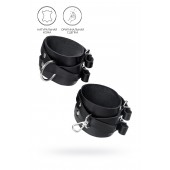 Черные кожаные оковы с двумя перекрёстными ремешками - Pecado - купить с доставкой в Невинномысске