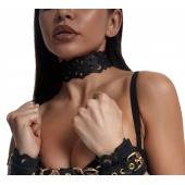 Черный ажурный чокер с золотистой фурнитурой - Crazy Handmade - купить с доставкой в Невинномысске