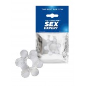 Прозрачное эрекционное кольцо с 6 стимулирующими шариками - Sex Expert - в Невинномысске купить с доставкой