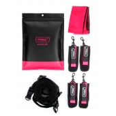 Черно-розовый эротический набор: фиксатор, оковы, наручники, повязка - Erokay - купить с доставкой в Невинномысске