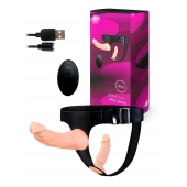 Женский страпон с 2 насадками, вибрацией и пультом ДУ - Erowoman-Eroman - купить с доставкой в Невинномысске