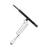 Черный узкий однослойный ошейник с серебристым поводком-цепочкой - Pecado - купить с доставкой в Невинномысске