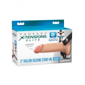 Телесный пустотелый фаллопротез 5’’ Hollow Silicone Strap-On - 14 см. - Pipedream - купить с доставкой в Невинномысске