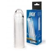 Прозрачная закрытая насадка на пенис с ребрышками - 16 см. - Sex Expert - в Невинномысске купить с доставкой