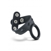 Черное эрекционное кольцо с подхватом мошонки на кнопках VS6 - Blush Novelties - в Невинномысске купить с доставкой