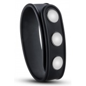 Черное эрекционное кольцо на кнопках - Blush Novelties - в Невинномысске купить с доставкой