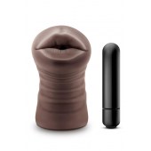 Коричневый мастурбатор-ротик Krystal Vibrating Masturbator - Blush Novelties - в Невинномысске купить с доставкой