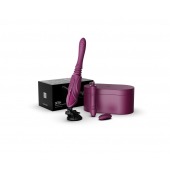 Фиолетовая секс-машина с функцией нагрева, насадками и присоской Sesh - Zalo - купить с доставкой в Невинномысске