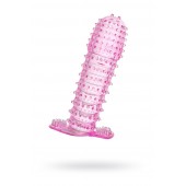 Гелевая розовая насадка с шипами - 12 см. - Toyfa Basic - в Невинномысске купить с доставкой