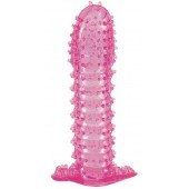 Гелевая розовая насадка с шипами - 12 см. - Toyfa Basic - в Невинномысске купить с доставкой