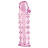 Гелевая розовая насадка на фаллос с шипами - 12 см. - Toyfa Basic - в Невинномысске купить с доставкой