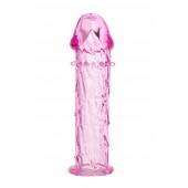 Гладкая розовая насадка с усиками под головкой - 12,5 см. - Toyfa Basic - в Невинномысске купить с доставкой