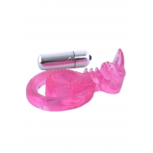 Розовая вибронасадка со стимулятор клитора   Язычок - Toyfa Basic - в Невинномысске купить с доставкой