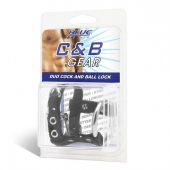 Утяжка на пенис на замочке Duo Cock And Ball Lock - BlueLine - купить с доставкой в Невинномысске