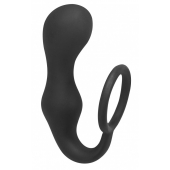Чёрное эрекционное кольцо с анальной пробкой Double Pleasure Anal Plug - Lola Games - в Невинномысске купить с доставкой