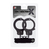 Чёрные наручники из листового металла в комплекте с веревкой BONDX METAL CUFFS LOVE ROPE SET - Dream Toys - купить с доставкой в Невинномысске