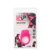 Розовое эрекционное кольцо с щеточкой LIT-UP SILICONE STIMU RING 5 - Dream Toys - в Невинномысске купить с доставкой