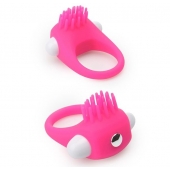 Розовое эрекционное кольцо с щеточкой LIT-UP SILICONE STIMU RING 5 - Dream Toys - в Невинномысске купить с доставкой