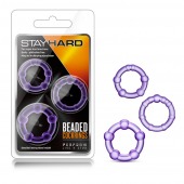 Набор из 3 фиолетовых эрекционных колец Stay Hard Beaded Cockrings - Blush Novelties - в Невинномысске купить с доставкой