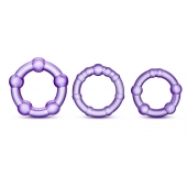 Набор из 3 фиолетовых эрекционных колец Stay Hard Beaded Cockrings - Blush Novelties - в Невинномысске купить с доставкой