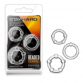 Набор из 3 прозрачных эрекционных колец Stay Hard Beaded Cockrings - Blush Novelties - в Невинномысске купить с доставкой