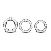 Набор из 3 прозрачных эрекционных колец Stay Hard Beaded Cockrings - Blush Novelties - в Невинномысске купить с доставкой