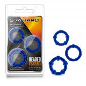 Набор из 3 синих эрекционных колец Stay Hard Beaded Cockrings - Blush Novelties - в Невинномысске купить с доставкой