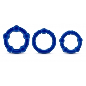 Набор из 3 синих эрекционных колец Stay Hard Beaded Cockrings - Blush Novelties - в Невинномысске купить с доставкой
