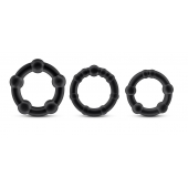 Набор из 3 чёрных эрекционных колец Stay Hard Beaded Cockrings - Blush Novelties - в Невинномысске купить с доставкой