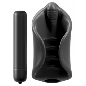 Чёрный мастурбатор Vibrating Silicone Stimulator с вибрацией - Pipedream - в Невинномысске купить с доставкой