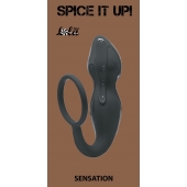 Серое эрекционное кольцо Sensation с анальным стимулятором - Lola Games - в Невинномысске купить с доставкой