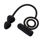 Чёрное эрекционное кольцо с вибропулькой и анальным хвостом - Erotist Adult Toys - в Невинномысске купить с доставкой