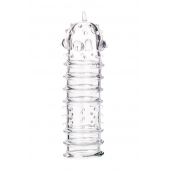 Прозрачная насадка на пенис TOYFA A-Toys с ребрами и точками - 15,3 см. - A-toys - в Невинномысске купить с доставкой