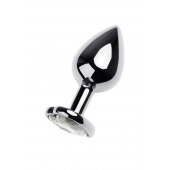 Серебристая анальная пробка с прозрачным кристаллом-сердцем - 8 см. - ToyFa - купить с доставкой в Невинномысске