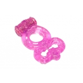Розовое эрекционное кольцо Rings Treadle с подхватом - Lola Games - в Невинномысске купить с доставкой