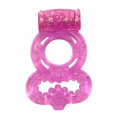 Розовое эрекционное кольцо Rings Treadle с подхватом - Lola Games - в Невинномысске купить с доставкой